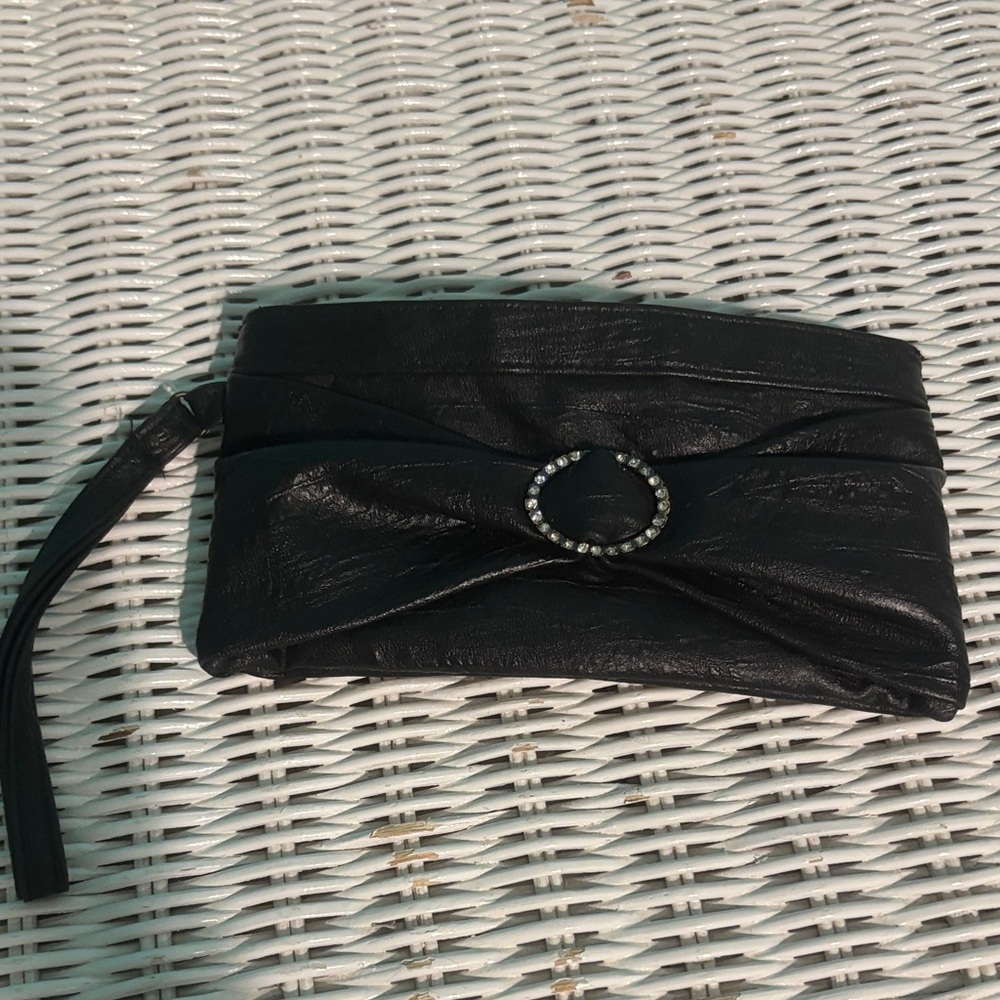 Icing Black Wristlet with Rhinestone Accent